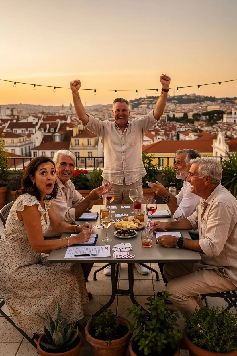 Adults enjoying social deduction games in Portugal